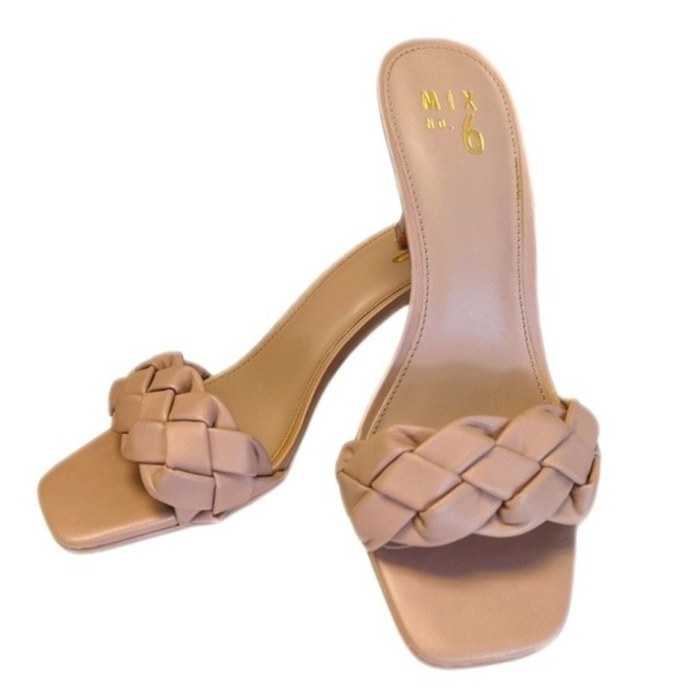 Mix No. 6 nude beige tan braided strap 3" heels - 9